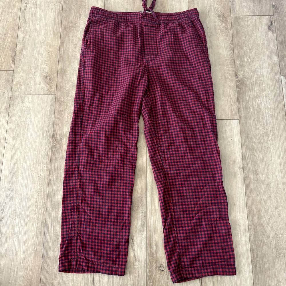 J. Crew Sleep Pants Men's Large Red Plaid Drawstring Pull On Pockets Cotton